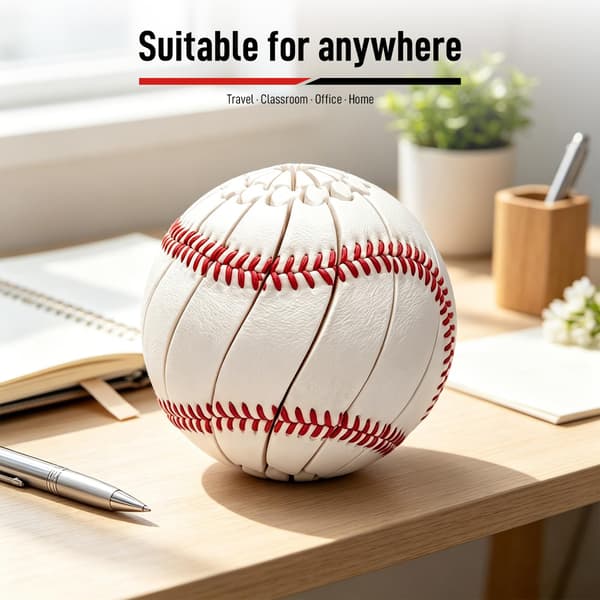Baseboll Fidget Ball, 3D-printad vrid- och vändsensorisk pusselboll, bärbar handhållen stressavlastande skrivbordsfidgetleksak för