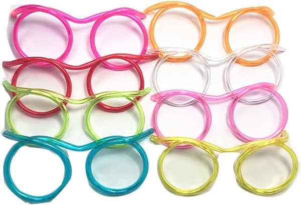 8-pack Reusable Fun Eyebrow Straws (12cm*1m) - for Kids