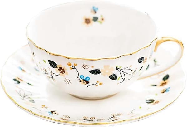 Blomsterbi Tekopper og underkopper, Kaffe Benporcelænskrus 1 Sæt (Bi)