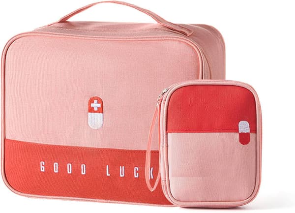 (Rose 2 pcs) Fabric Medical Box Storage Bag, Box