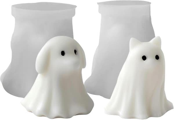 Silikonform 3D DIY Valp Kattunge Form Søt Spøkelse 2 stk 7,6 cm Lysformer