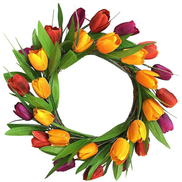 DIY-simulaatiotulppaaniseppele pitkälehtinen seppele seinälle ripustettava ovikodin sisustus seppeleet oven ripustustarvikkeet