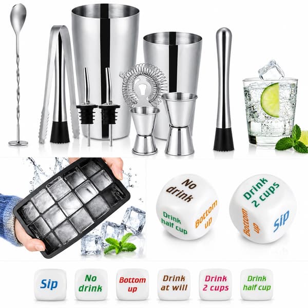 Cocktailsæt 13 dele med shakers 600/700 ml, rustfrit stål multifärg multicolor
