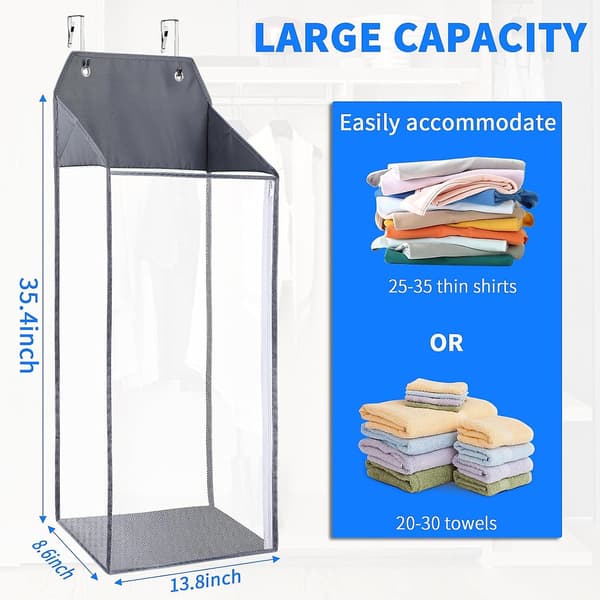 Large Hanging Laundry Hamper, Mesh Over The Door Hamper with Zipper Compatible with Laundry Organizer, Foldable Wall Hanging Laundry Basket Compatible with Bathroom