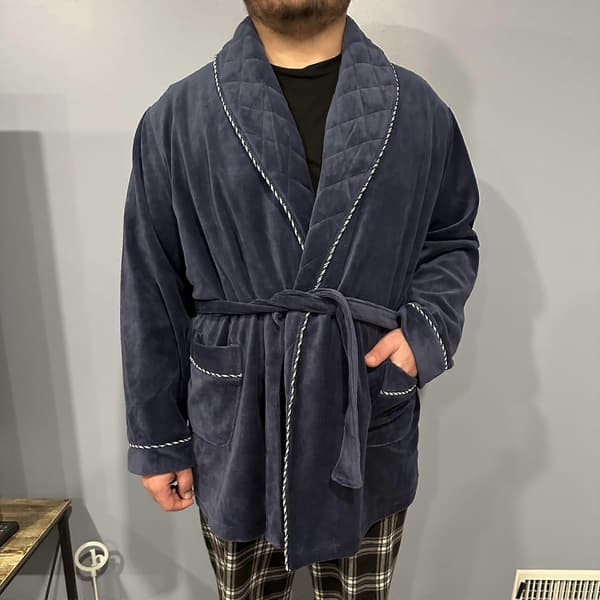 Ascentix Velour Smoking Jacket with Satin Lining (Men's) Navy Large / Xlarge Navy Large / Xlarge