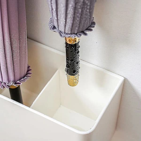 Wall Mounted Umbrella Holder, Punch-Free ABS Vertical Storage Rack With Water Drip Tray, For Entryway Bathroom Laundry Room
