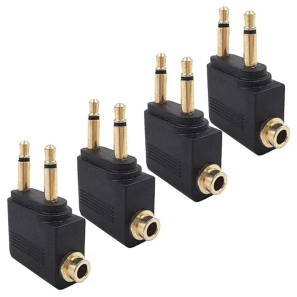 4-pak flyøretelefonadapter, flyadapter til hovedtelefoner, belagt 3,5 mm