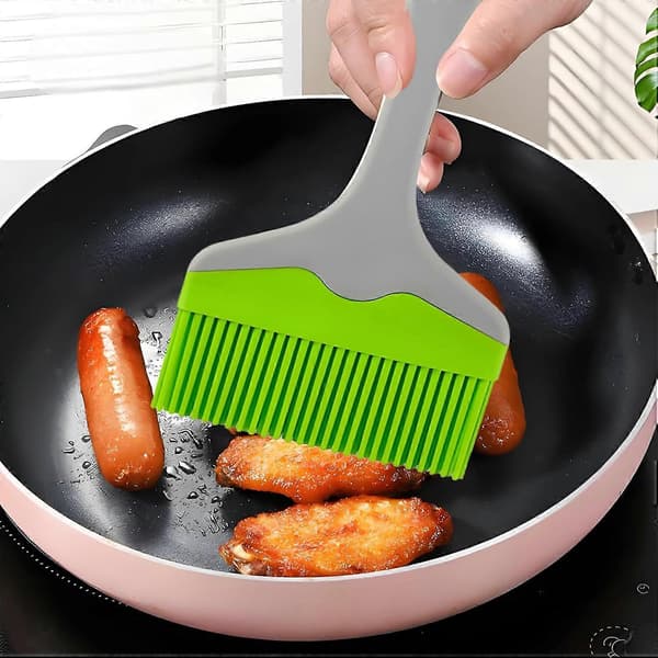 2-pakning ekstra brede silikonpensler for BBQ og baking, varmebestandige, grønn og gul Ref: 2038