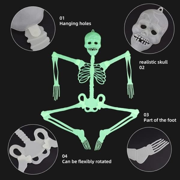 Halloween Decorations - Glowing Skeleton Decorations for Party & Pranks