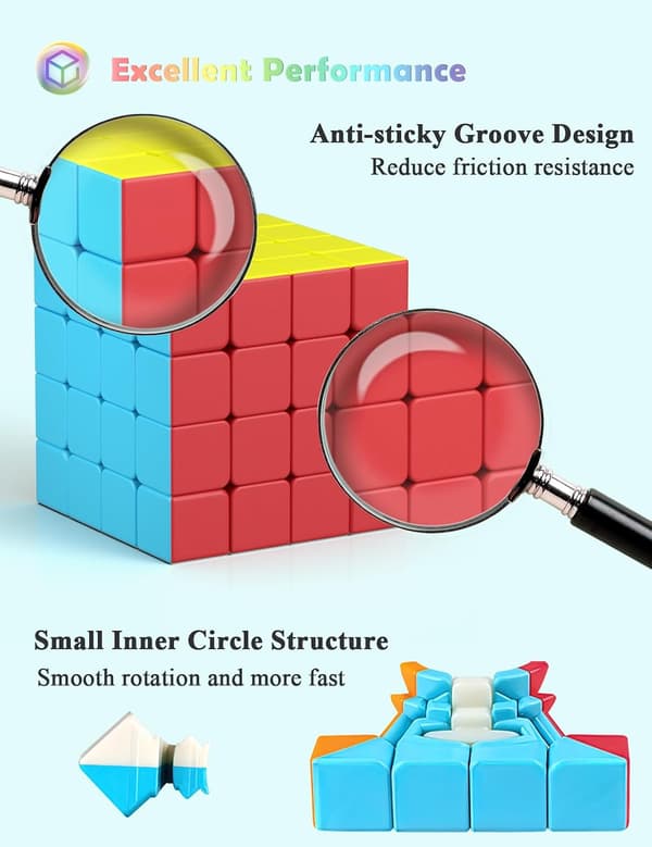 4X4 Speed Cube, Stickerless Magic Cube Lätt att Vrida och Smidig Speedcube - Snurrar Snabbare än Originalet (4x4x4)