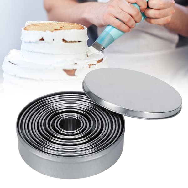 12 stk. Bærbare runde skærende kageforme Mousse kageform Rustfrit stål Ring Tilbehør til bagværk 12 stk. sæt