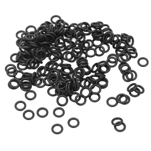 200 stk. sort gummi O-ring Slidstærk fleksibel universal O-ring til fiskeri