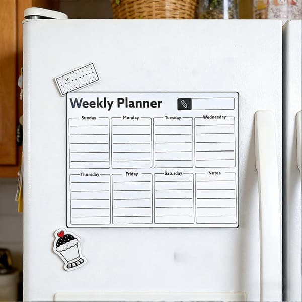 Magnetisk Whiteboard til Køleskab Genanvendelig Månedskalender & Ugeplanlægger Sort Tavle Stil Notesblok Køkken Opslagstavle, Størrelse E E