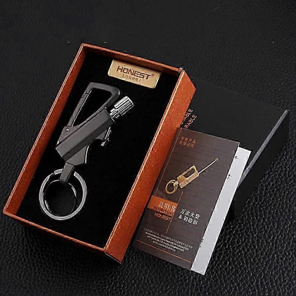 Matchstick Fire Starter Keychain Bottle Opener, Permanent Metal Match Kerosene Refillable Flint Lighter for Hiking Camping Silver Silver