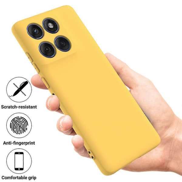 Enfärgad flytande silikon, fallsäker, heltäckande, telefonfodral (gul, för Motorola Edge 60 Pro)