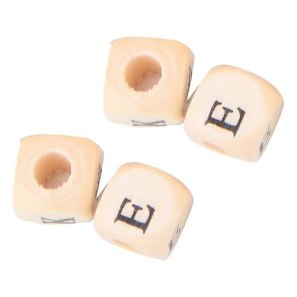 ZENGO Träbokstavspärlor 10x10mm - 100st DIY Smyckestillbehör