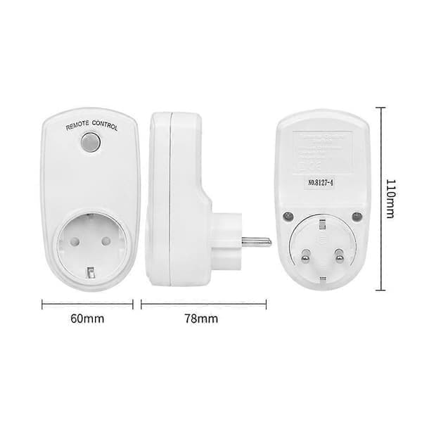 Fjernkontroll, 6-delt trådløst smart stikkontaktsett for lamper, vifter, småapparater, lang rekkevidde, EU-støpsel