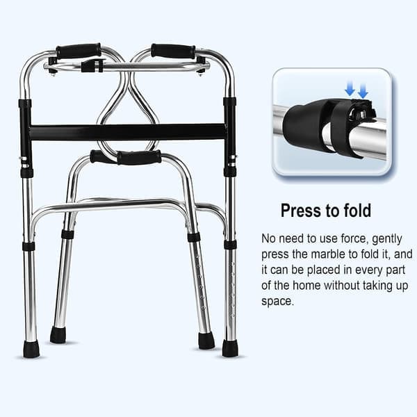 Hanured Eldre Rollator Sammenleggbar Gåramme og 2-hjuls Rollator Høydejusterbar Aluminiumslegering Gåramme Skinnputer