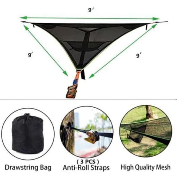Large Triangular Aerial Hammock for Tree Camping, Portable Multi-Person Hammock, Designed for 3 People, for Travel, Backyard, Outdoor Garden Camping