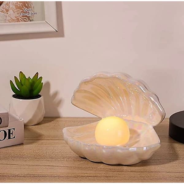 Skal perlelampe LED soveværelse natlampe, bordplade ornament