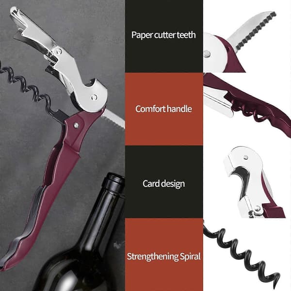 Oneshit Waiters Wine Corkscrew for Waiters, Bartenders with Foil Cutter, Manual Wine Bottle Opener Double Hinged Kitchen Utensils & Gadgets