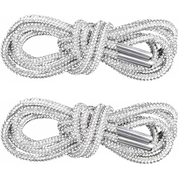 Par (Hvit) Rhinestone Glittertau, Krystall Glansfull Rund S DXGHC