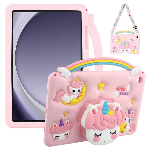 Compatible with Samsung Galaxy Tab A9+ Case with Unicorn Handle, Stand & Silicone Protection