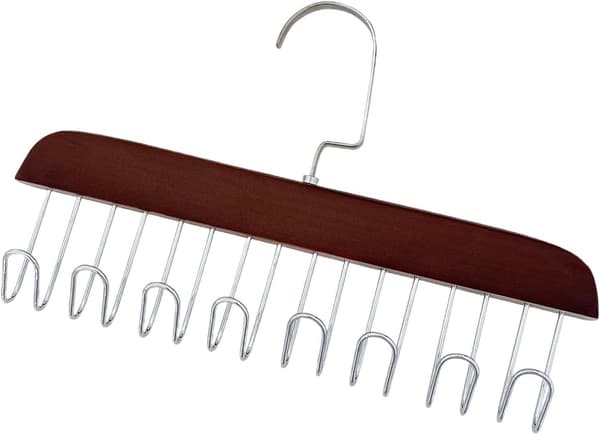 2-pack Non-slip Multi-hook Hangers - Sturdy Wooden Hanger and Belt Hanger, Bra Storage for Wardrobe with 8 Hooks, Clothes Drying Rack