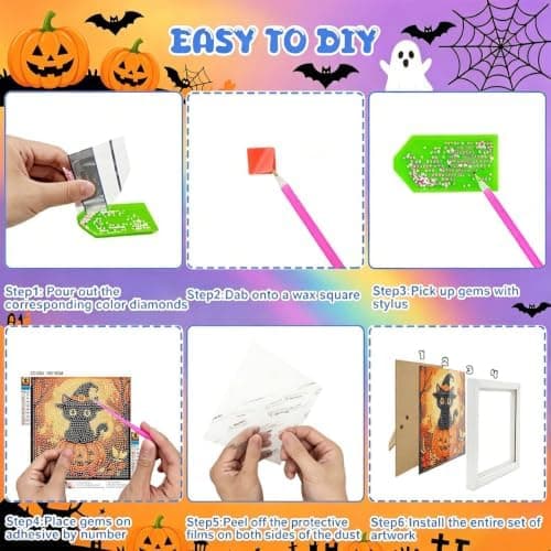 bleihum Halloween Diamantkunstsett for barn 8-12 år med ramme 7x7tommer CC1204-US CC1204-US