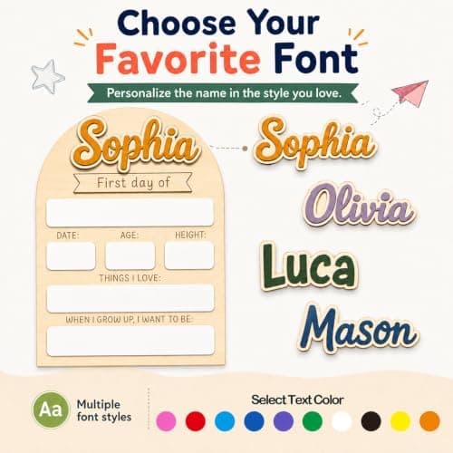 Tilpasset skilt til første skoledag, genanvendelig milepæltavle til førskole, stil 2 Style 2