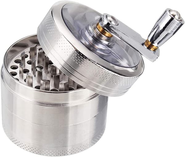 Zinc Mill, 55mm 4-Piece Spice Grinder with Sieve