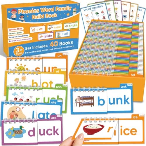 Phonics Flash Cards for Kids, Learn to Read Phonics Word Family Building Book