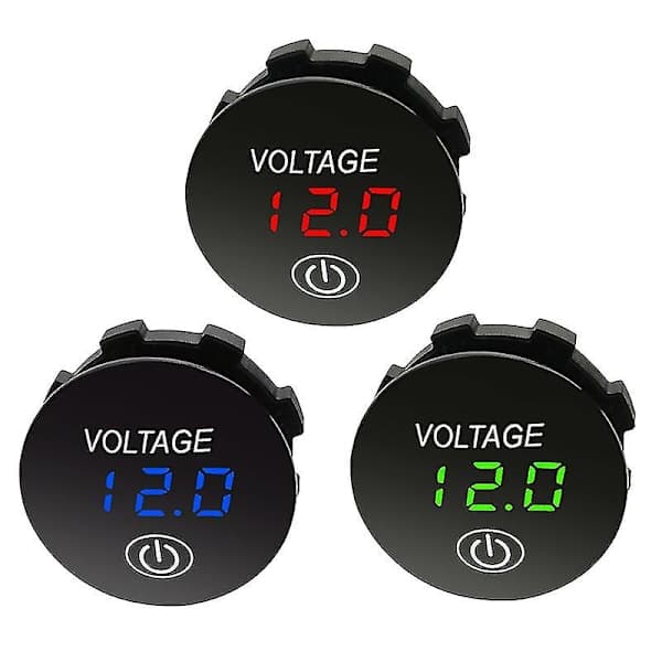 Batterikapacitetsdisplay Voltmeter LED Digital Spændingsmåler med Touch-on/off-knap Bil Motorcykel