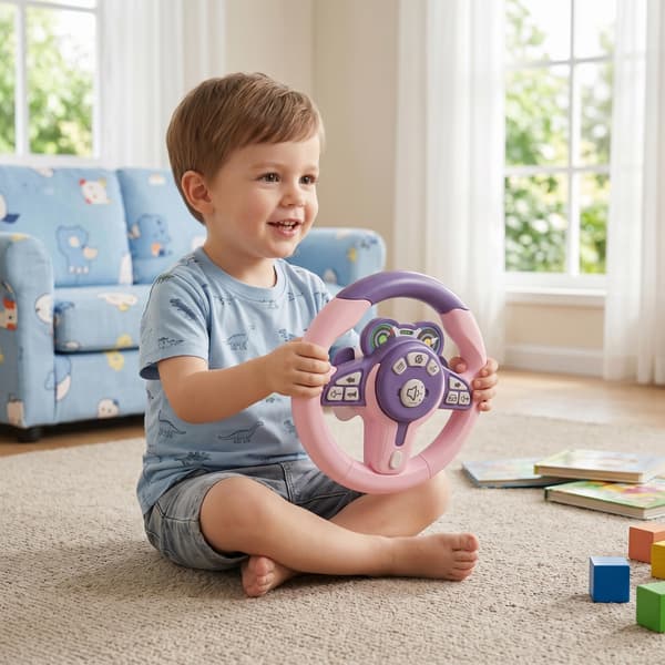 Steering Wheel Toy, Kids Steering Wheel with 360° Rotation, Interactive Sounds and Educational Content for Home Use Style 2 Style 2
