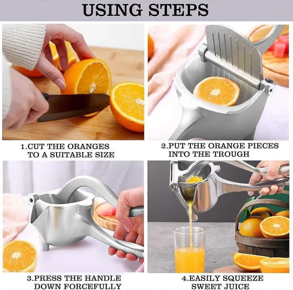 Heavy Duty Manual Aluminum Fruit Press with Ergonomic Alloy Handle for Lemon, Orange, Pomegranate