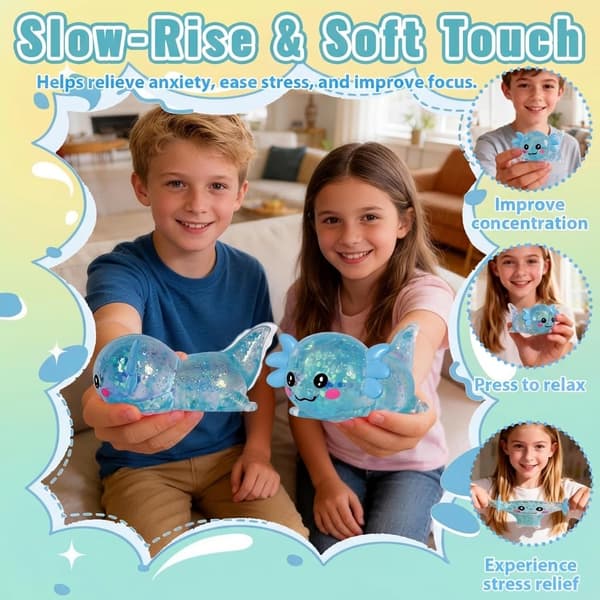 10 cm Blå Glitter Krypande Axolotl Squishy Långsamt Stigande Blue