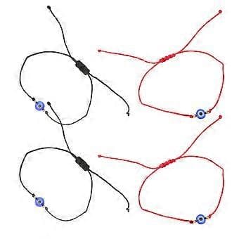 4 Pcs Women's Adjustable Bracelets Fatima Bracelet Blue Eye Beaded Bracelet String Evil Eye Bracelet