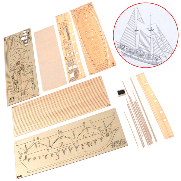 1:100 Halcon Trä Segling Båt Modell DIY Kit Fartyg Montering De one size