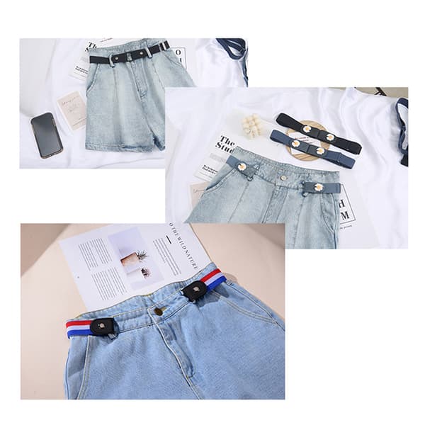 Spennefritt midjebelte for jeansbukse Ingen spenne Stretch Elastisk Light blue