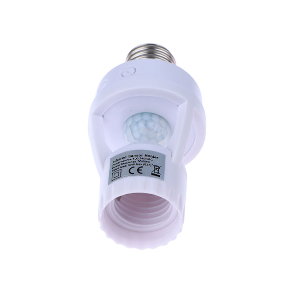 1st AC100-240V E27 Socket Converter med PIR rörelsesensor LED White