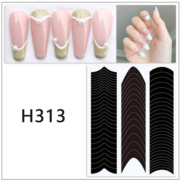 Nail Art Form Fransk Stencil Inkjet Mall Nail Stickers Mani H313