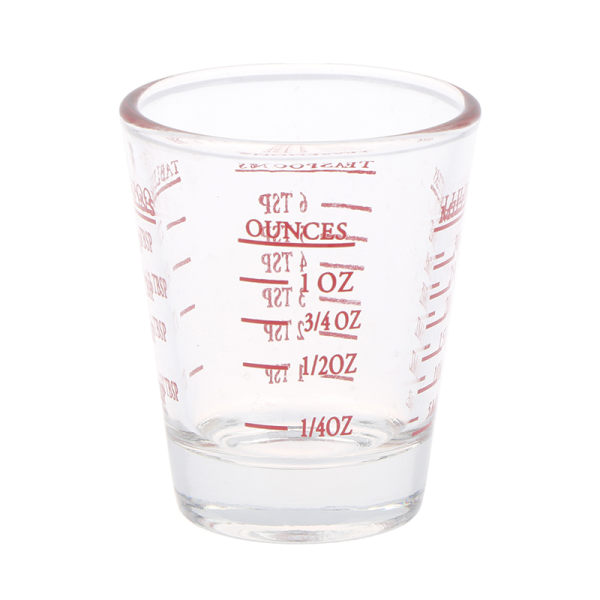 1 kpl 30 ml lasimittakuppi, jossa Scale Shot Glass -nestelasi Red