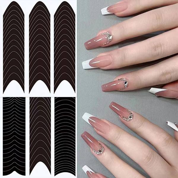 Nail Art Form ranskalainen stensiili mustesuihkumalli Kynsitarrat Mani H309