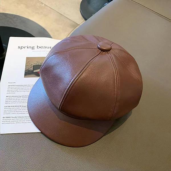 Solid Baskermössa Basker Fransk Konstnär Varm Mössa Dam Coffee