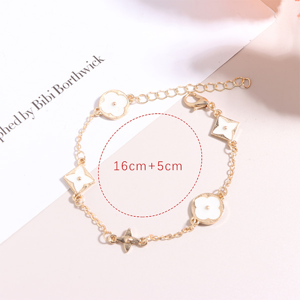 Vintage Lucky Four Leaf Clover Charm Armbånd til Kvinder Legering 4.73