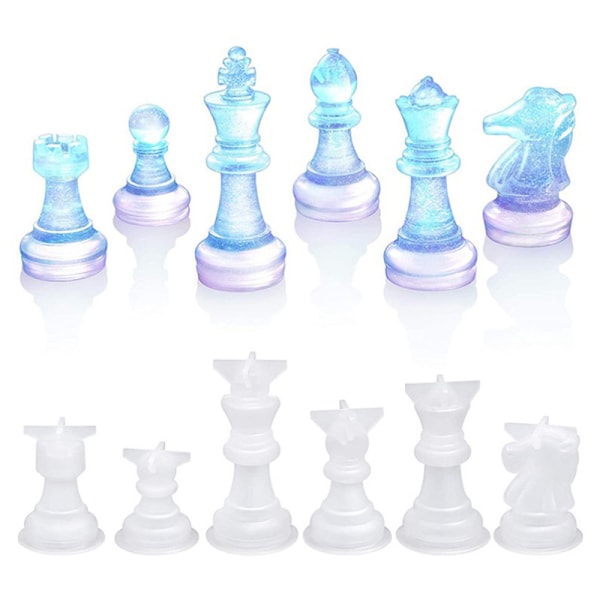 1Pc DIY skakstykke Krystal Epoxyharpiksform Queen King 3D Ches bishop