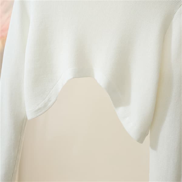 Dame Shrugs Solid Elegant Pustende Fritids Cardigans n Style White One size