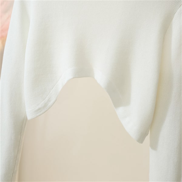 Kvinder trækker på skuldrene Solid Elegant åndbar fritid cardigans n Style White One size