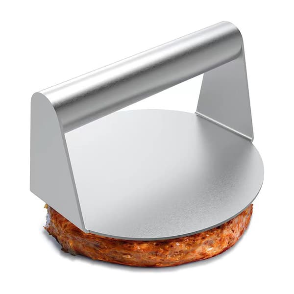 Smash Burger-presse i rustfrit stål, bøffer, kødhakker, cirkulær Silver