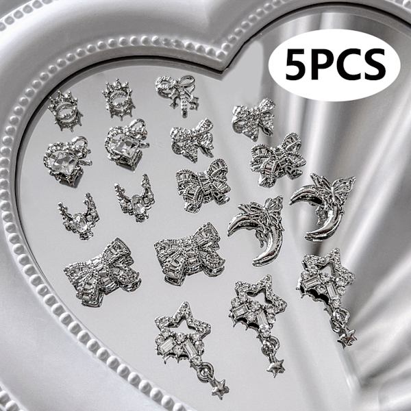5 ST 3D Nail Art Crystal Fjärilsdekorationer Berlocker DIY Manic C
